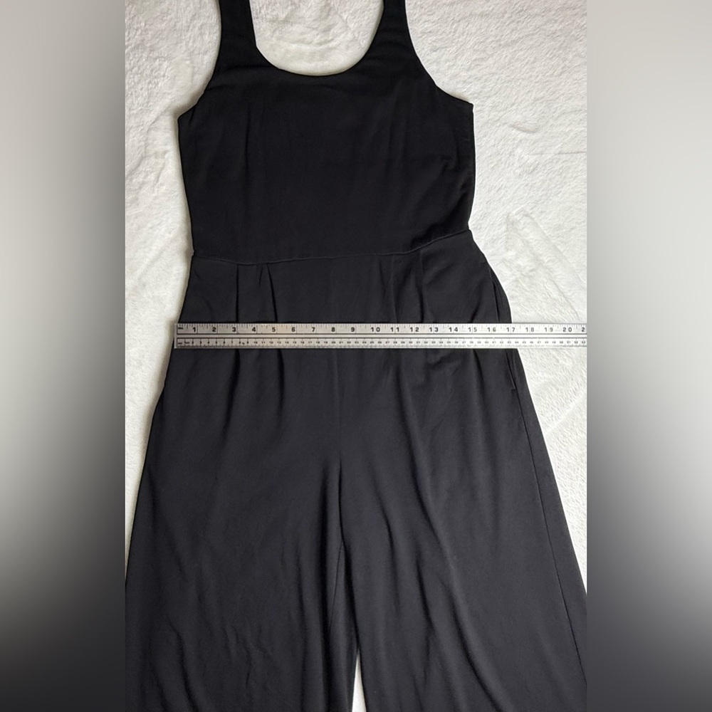 Eileen Fisher Black Cotton Blend Sleeveless Wide Leg Cropped Jumpsuit - Picture 8 of 15